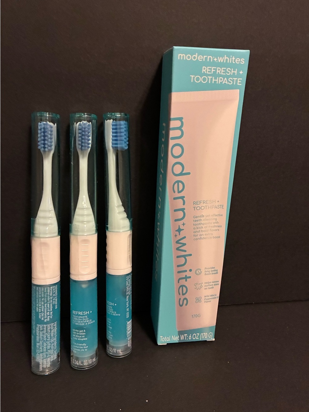 Modern Whites toothpaste & travel toothbrush bundle